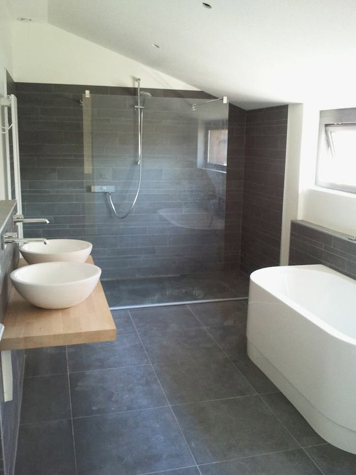 Dark Gray Bathroom Tile
 39 dark grey bathroom floor tiles ideas and pictures