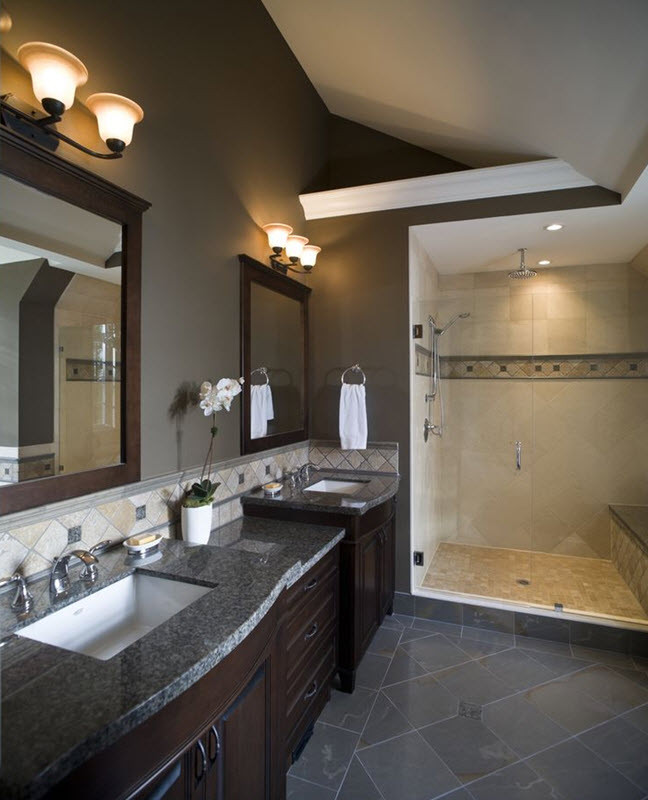 Dark Gray Bathroom Tile
 39 dark grey bathroom floor tiles ideas and pictures 2020