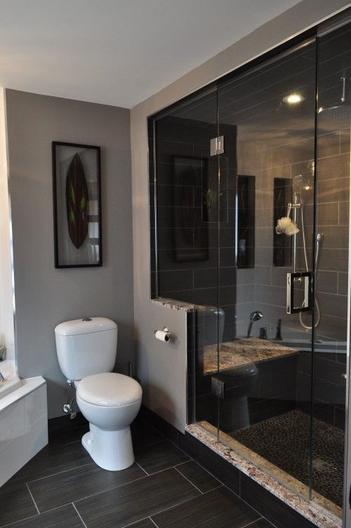 Dark Gray Bathroom Tile
 39 dark grey bathroom floor tiles ideas and pictures 2020