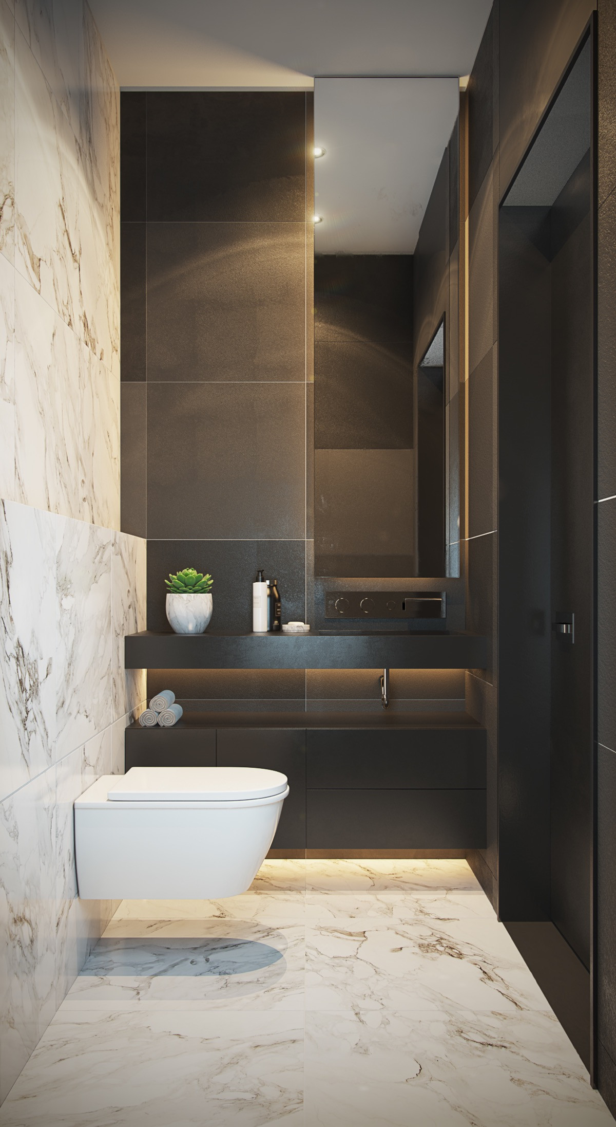Dark Gray Bathroom Tile
 36 Modern Grey & White Bathrooms That Relax Mind Body & Soul
