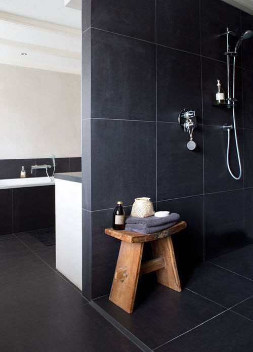 Dark Gray Bathroom Tile
 39 dark grey bathroom floor tiles ideas and pictures