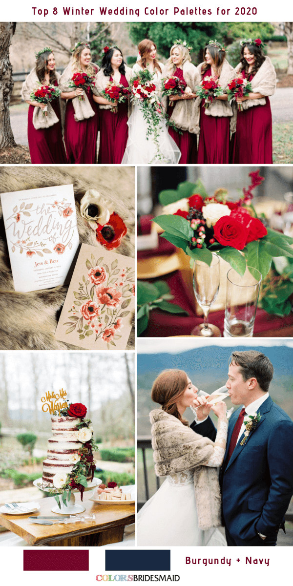 December Wedding Colors
 Top 8 Winter Wedding Color Palettes for 2020