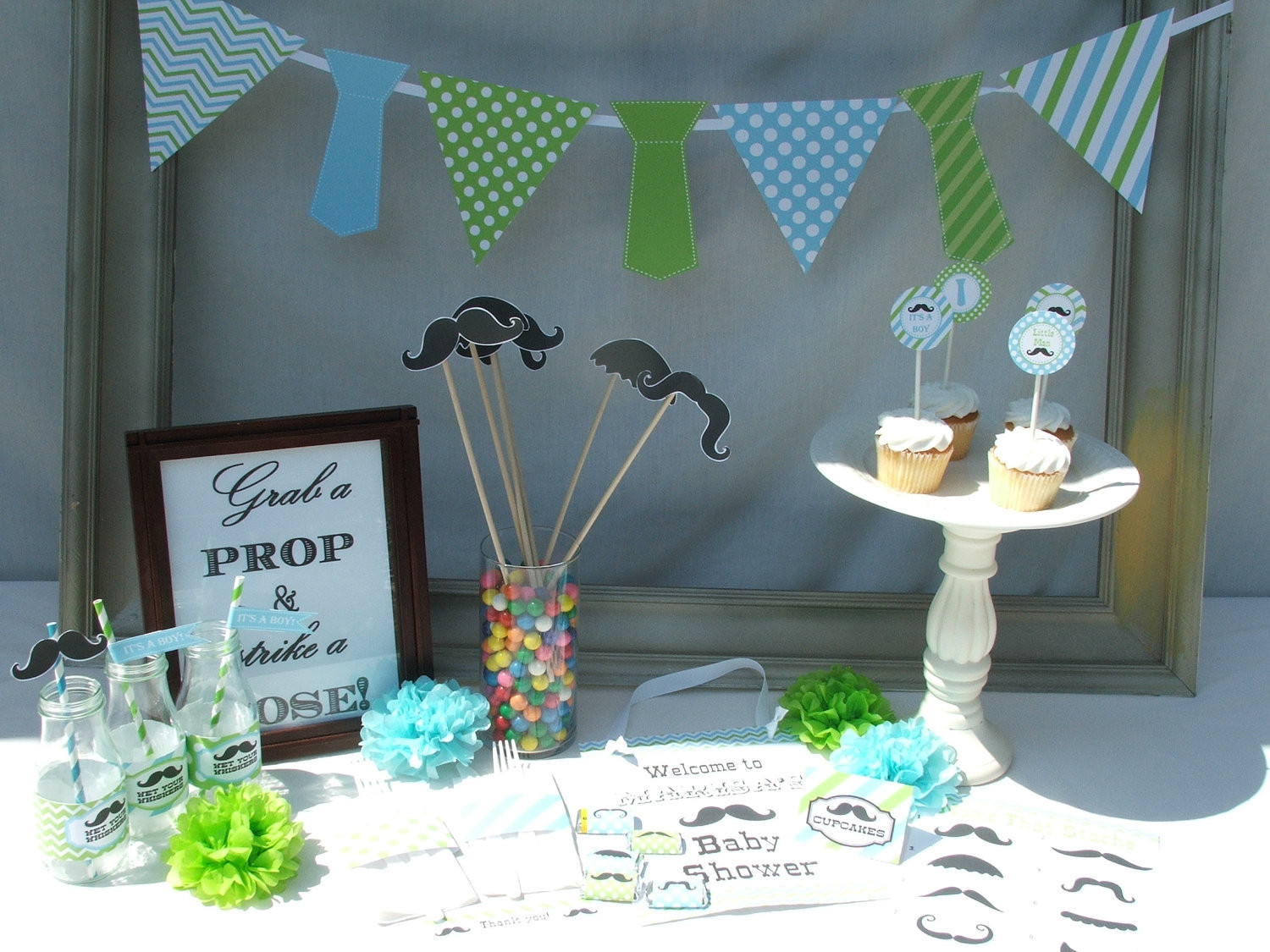 Decor For Baby Boy Shower
 Boy Baby Shower Decorations Mustache Little Man by