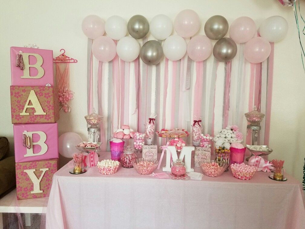 Decorating Ideas For Baby Shower Gift Table
 Pink baby shower table based on ideas from Pintrest