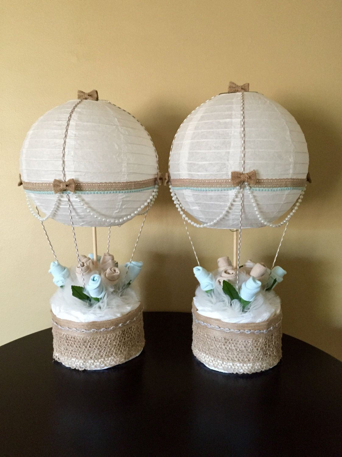 Decorating Ideas For Baby Shower Gift Table
 Hot Air Balloon Baby Shower Table Centerpiece by