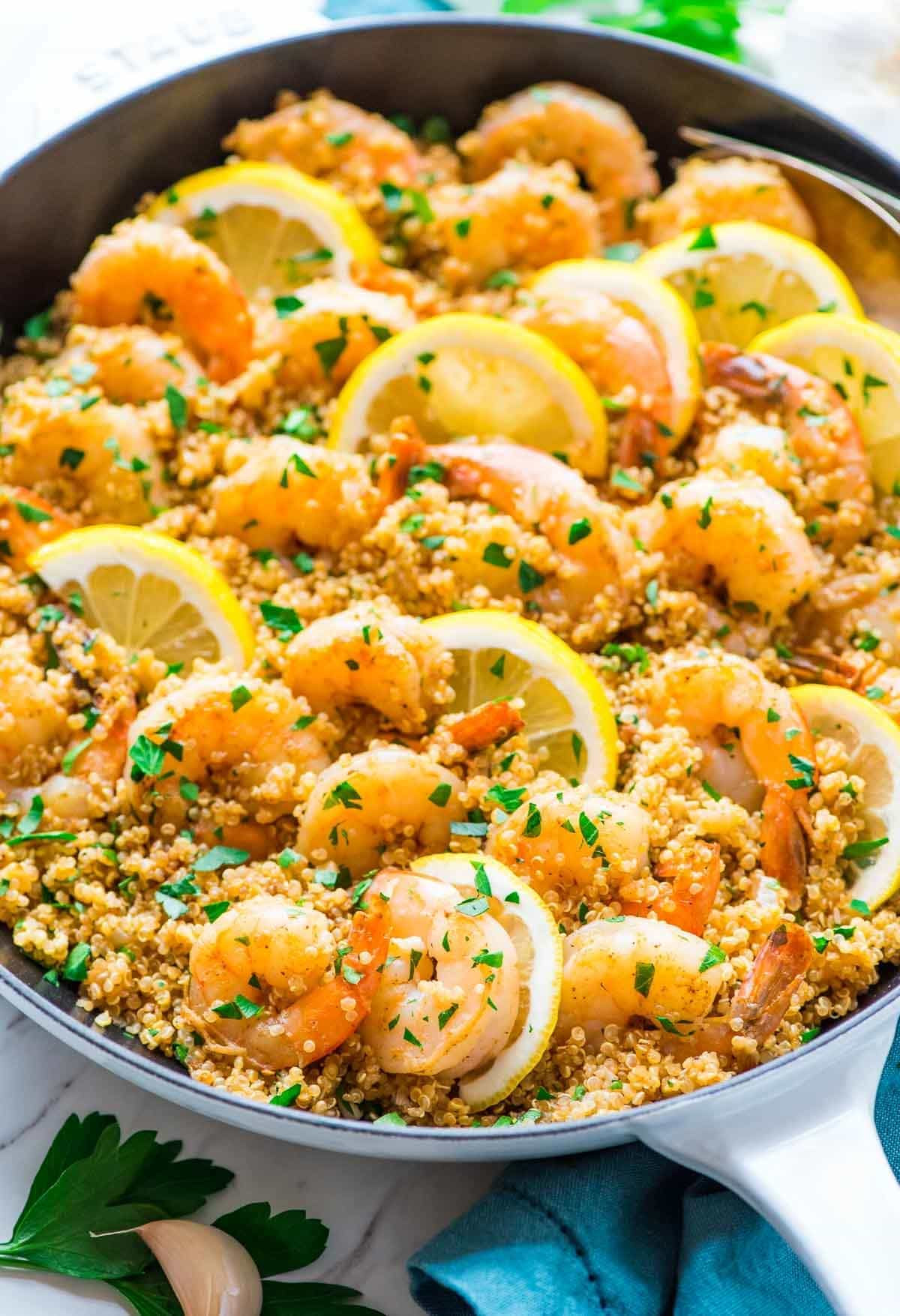 Delicious Healthy Dinner Recipes
 Garlic Shrimp with Quinoa e Pan Recipe  WellPlated