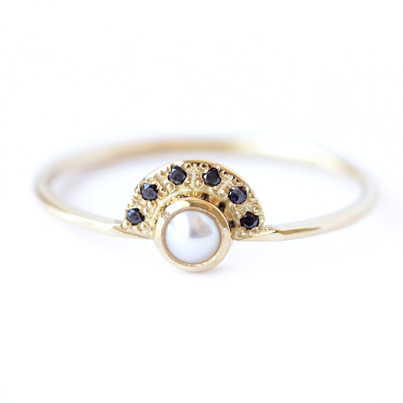 Diamond Alternative Engagement Ring
 Pearl & Black Diamonds Alternative Engagement Ring – ARTEMER