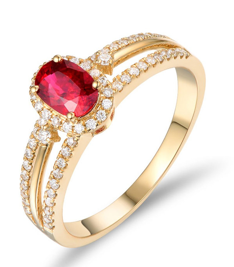 Diamond And Ruby Engagement Rings
 Unique 1 Carat Ruby and Diamond Halo Engagement Ring in