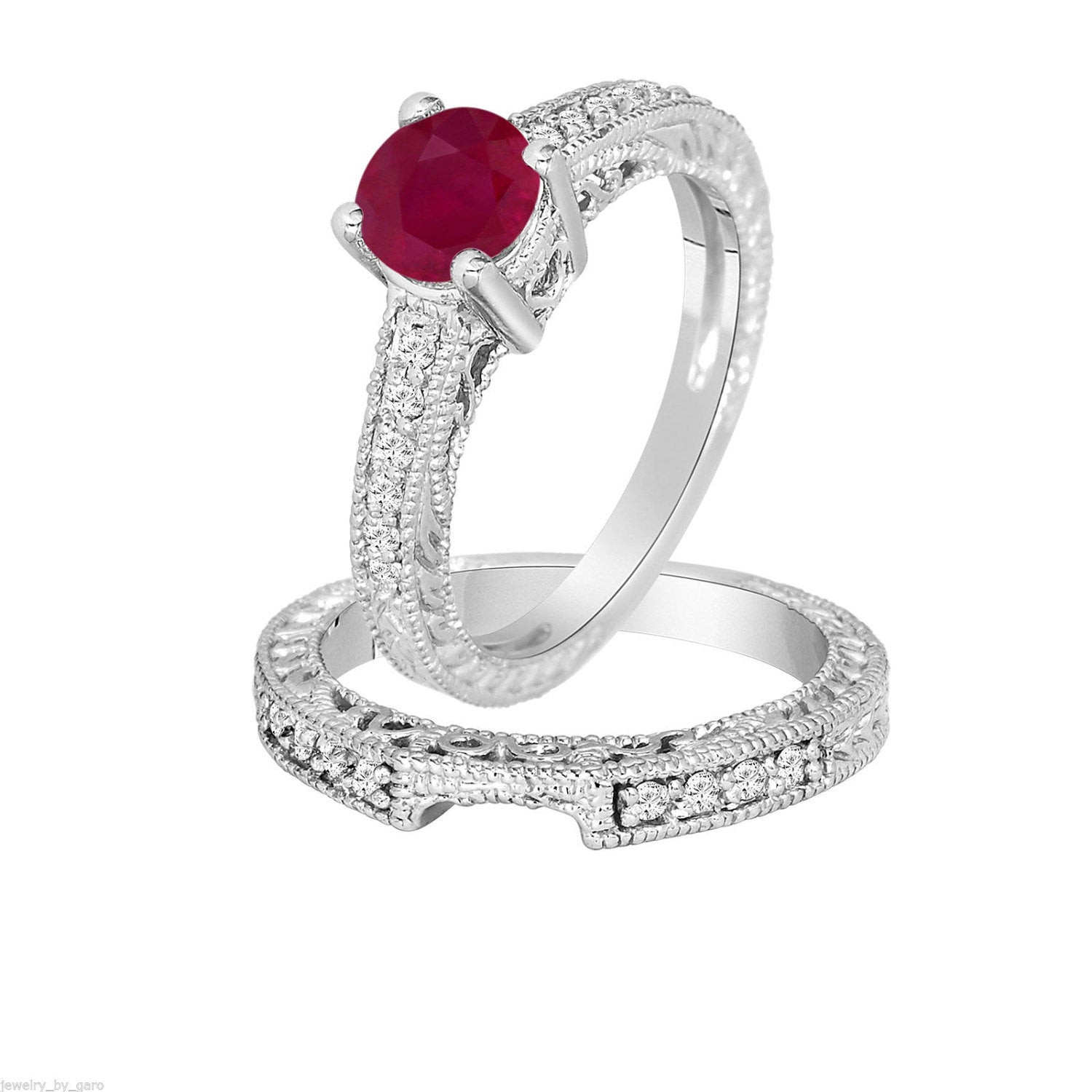 Diamond And Ruby Engagement Rings
 0 87 Carat Ruby & Diamond Engagement Ring Wedding by