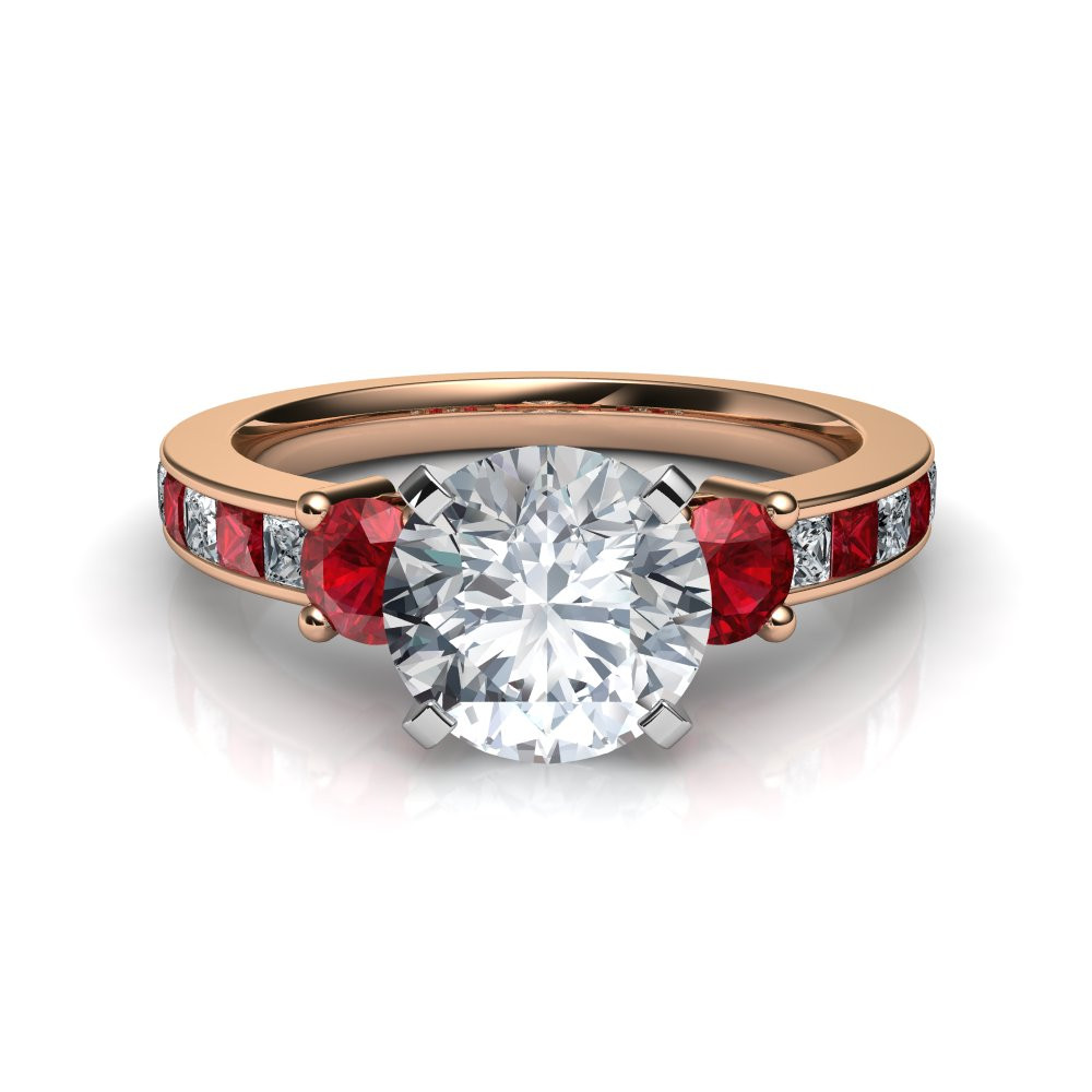 Diamond And Ruby Engagement Rings
 3 Stone Diamond with Ruby Engagement Ring Natalie Diamonds