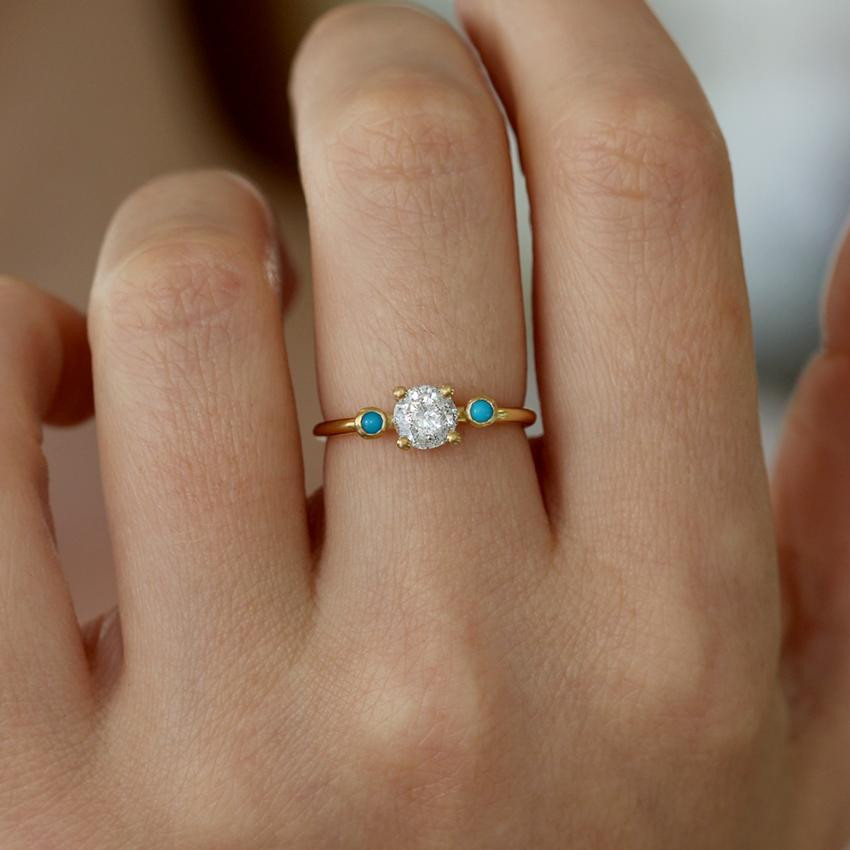 Diamond And Turquoise Engagement Ring
 Salt and Pepper Diamond Engagement Ring Turquoise