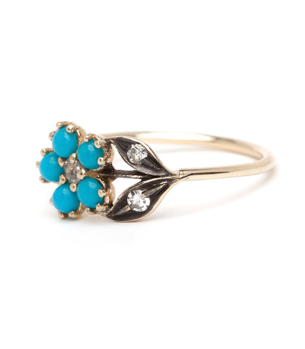 Diamond And Turquoise Engagement Ring
 e of a Kind