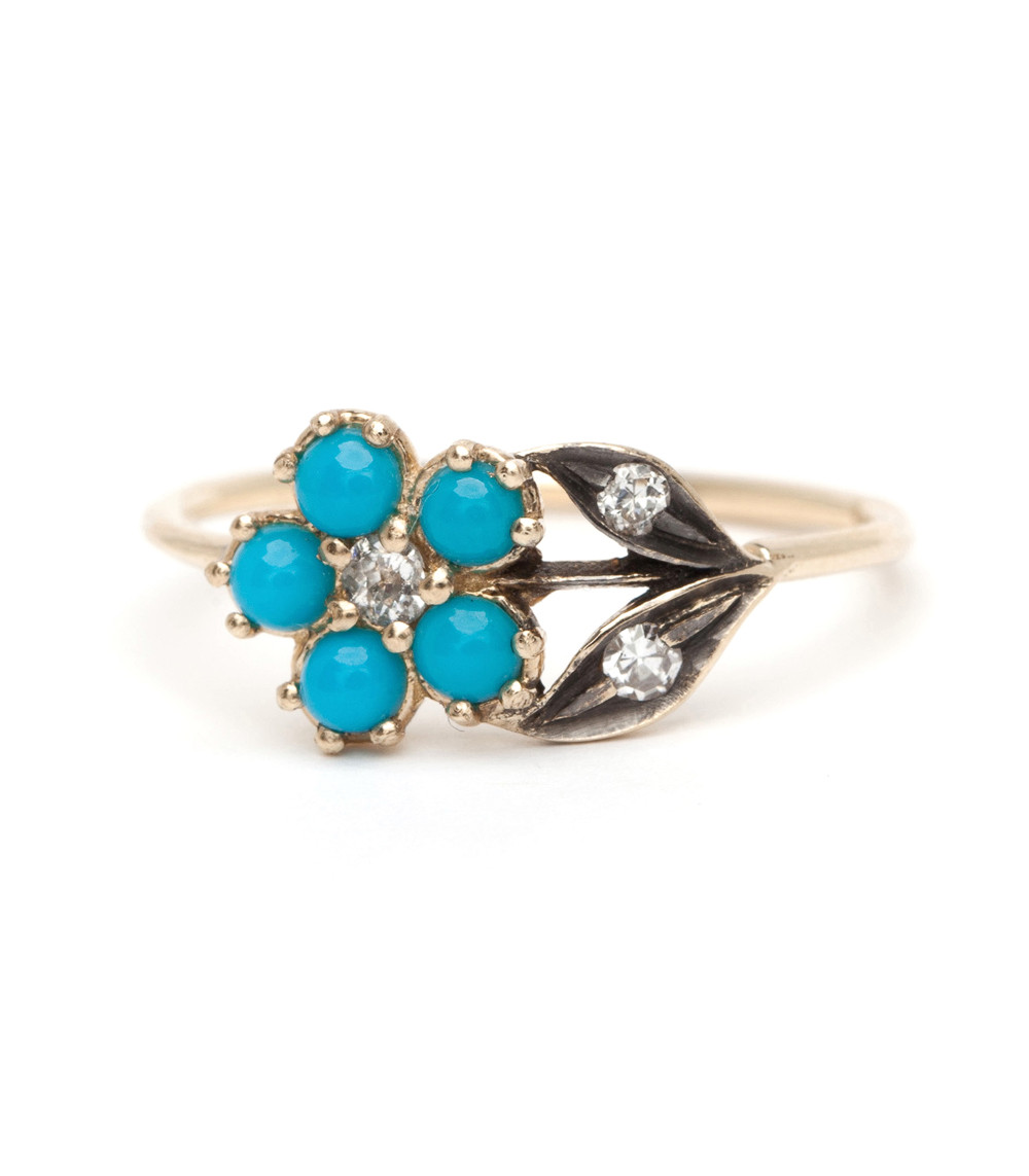 Diamond And Turquoise Engagement Ring
 e of a Kind