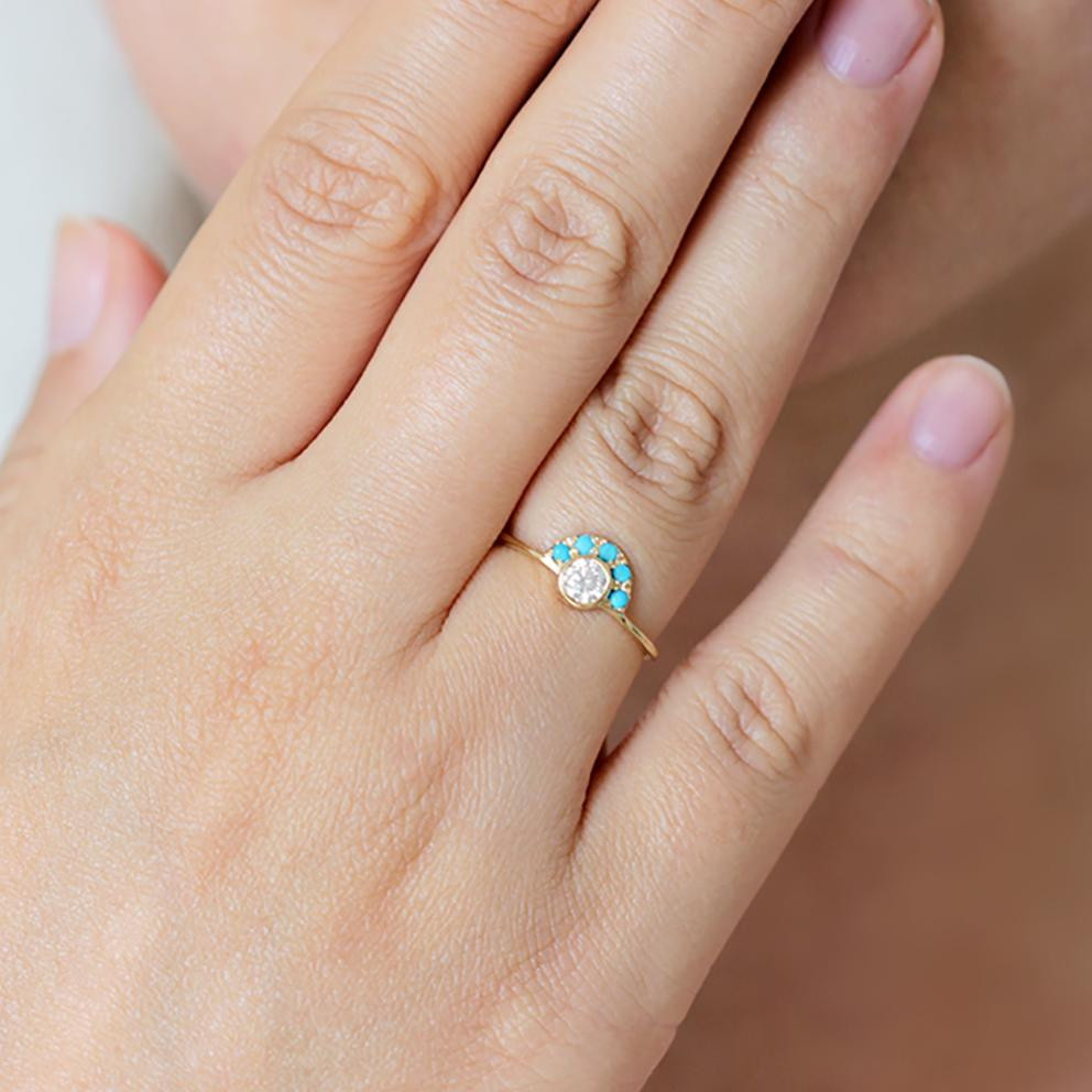 Diamond And Turquoise Engagement Ring
 Turquoise and Diamond Ring Round Diamond Engagement Ring