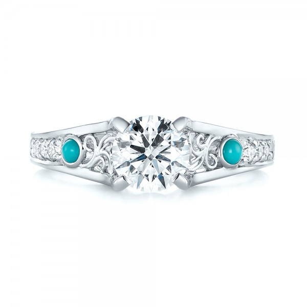 Diamond And Turquoise Engagement Ring
 Custom Turquoise And Diamond Engagement Ring