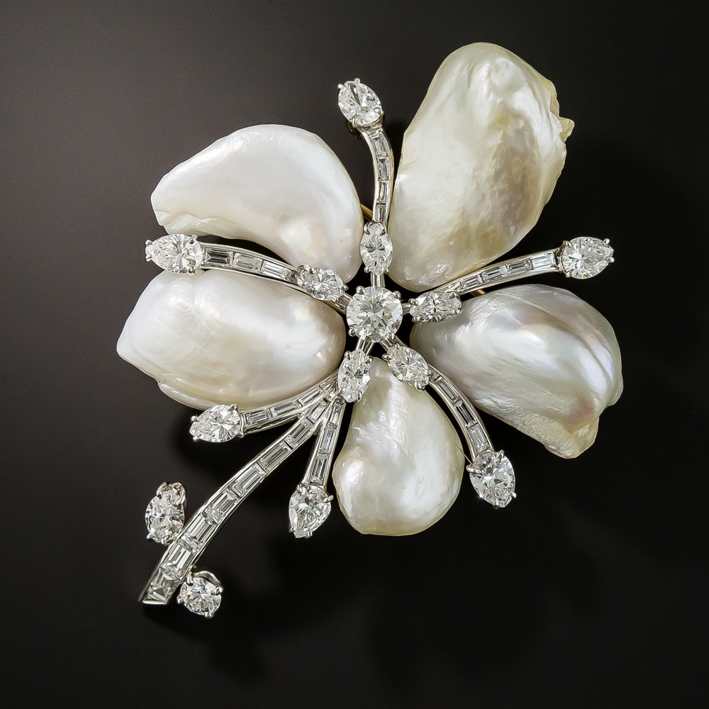 Diamond Brooches
 Freshwater Pearl and Diamond Flower Brooch
