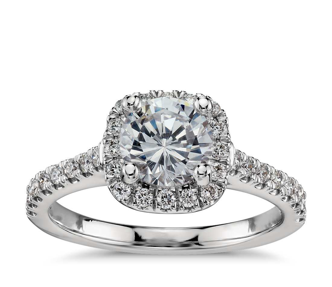 Diamond Halo Engagement Ring
 Cushion Halo Diamond Engagement Ring in Platinum 1 3 ct
