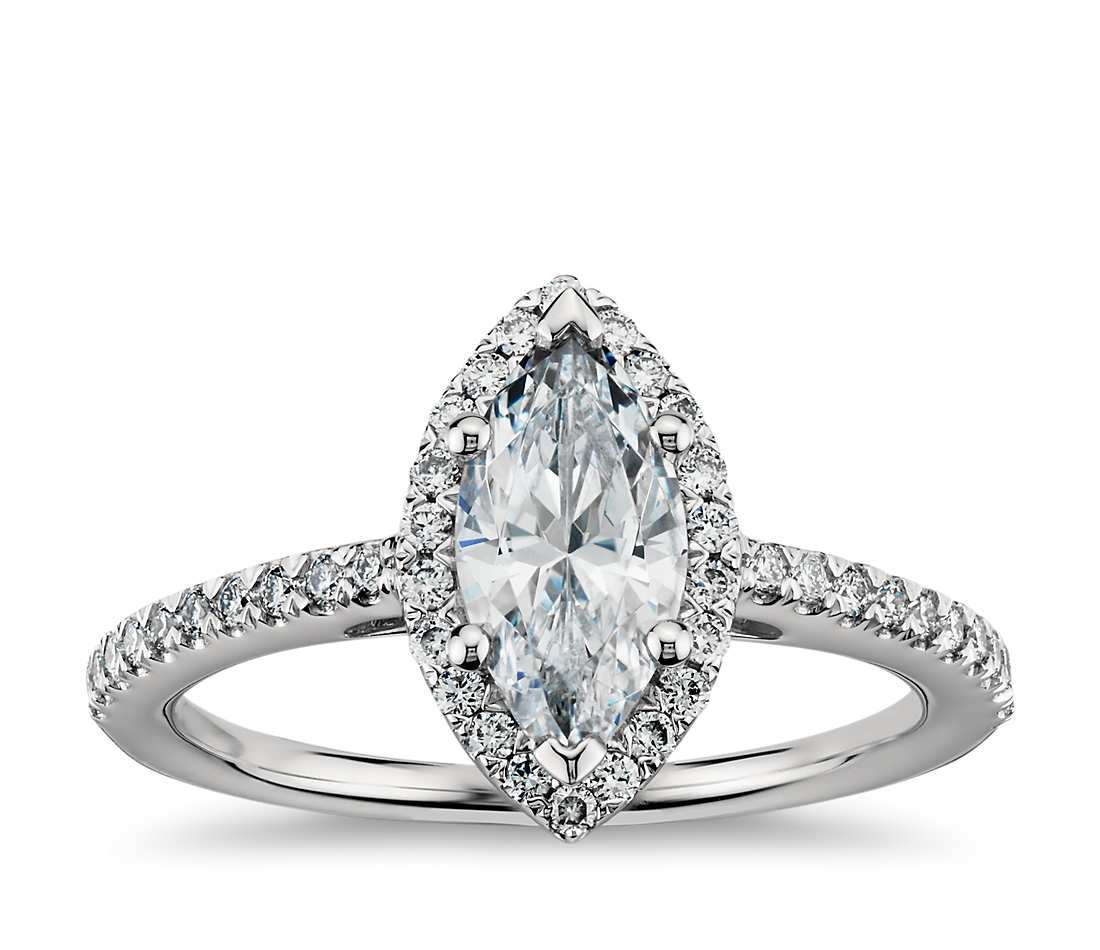 Diamond Halo Engagement Ring
 Marquise Cut Halo Diamond Engagement Ring in Platinum