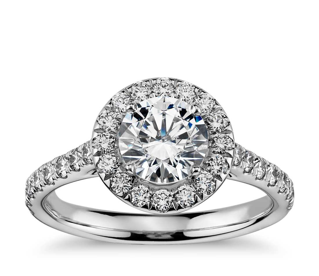 Diamond Halo Engagement Ring
 Round Halo Diamond Engagement Ring in 14k White Gold 1 2