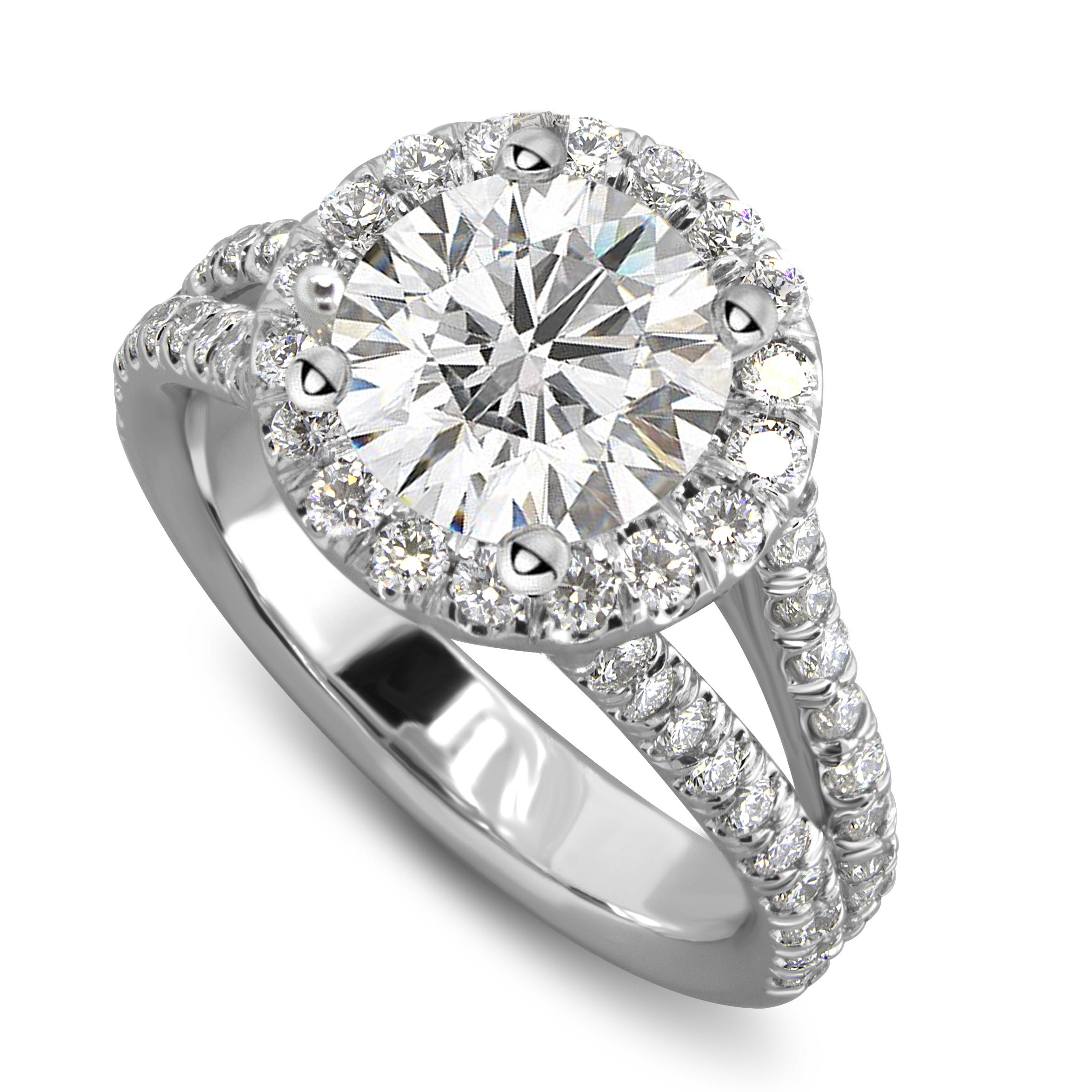 Diamond Halo Engagement Ring
 Split Shank Round Halo Diamond Engagement Ring 0 85 Carats