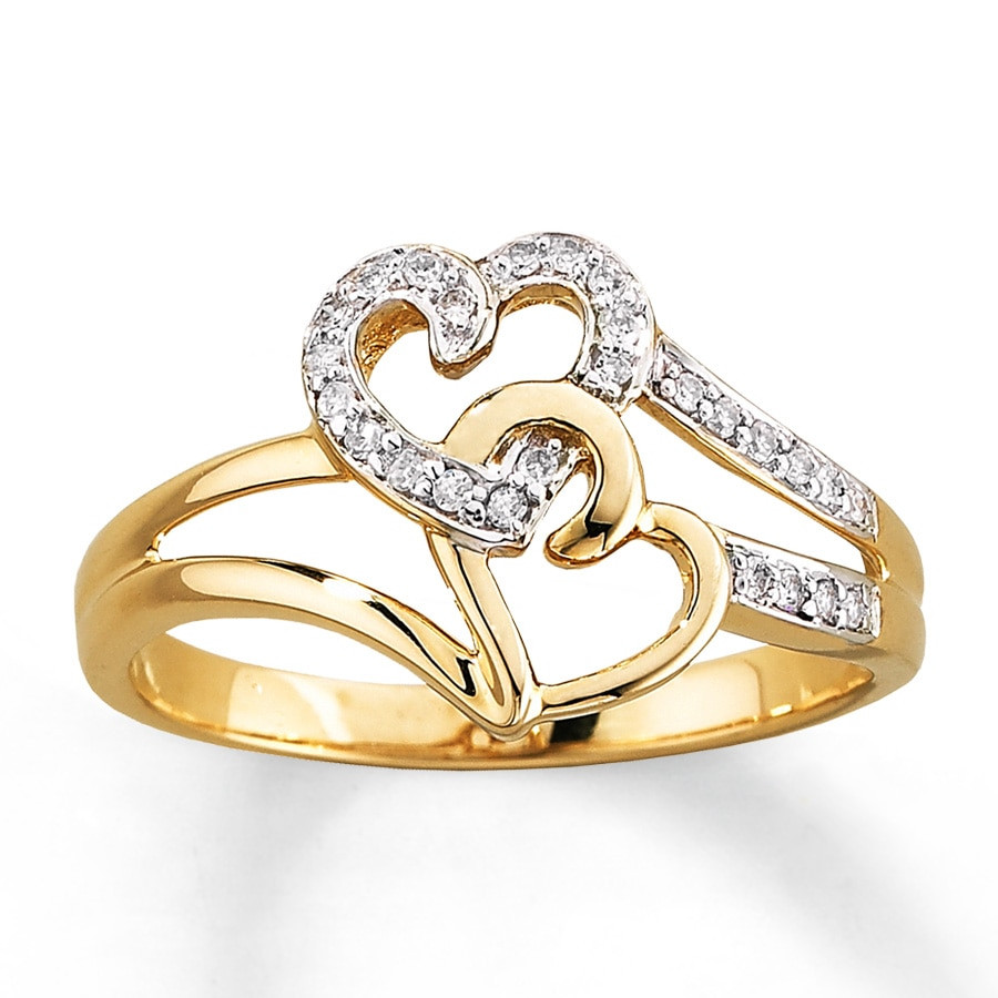 Diamond Heart Rings
 Kay Diamond Heart Ring 1 10 ct tw Round Cut 10K Yellow Gold