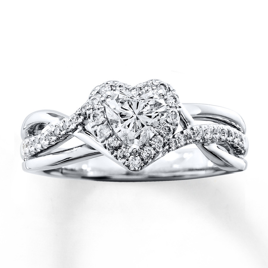 Diamond Heart Rings
 Diamond Engagement Ring 3 4 ct tw Heart Shaped 14K White