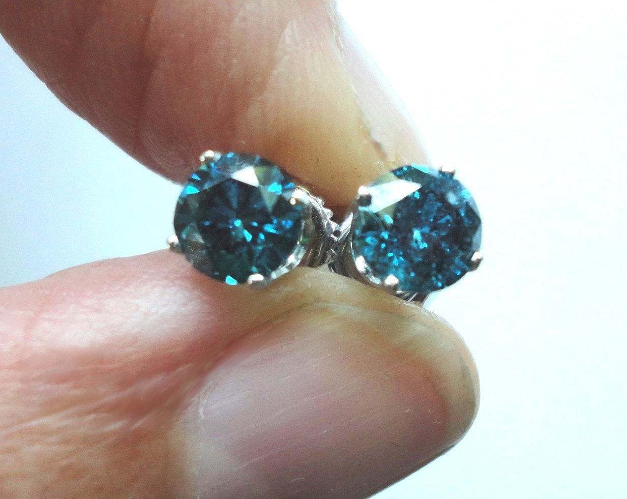 Diamond Stud Earrings 1 Carat
 Blue Diamond Stud Earrings 1 2 Carat Each 1 carat TW in 14k