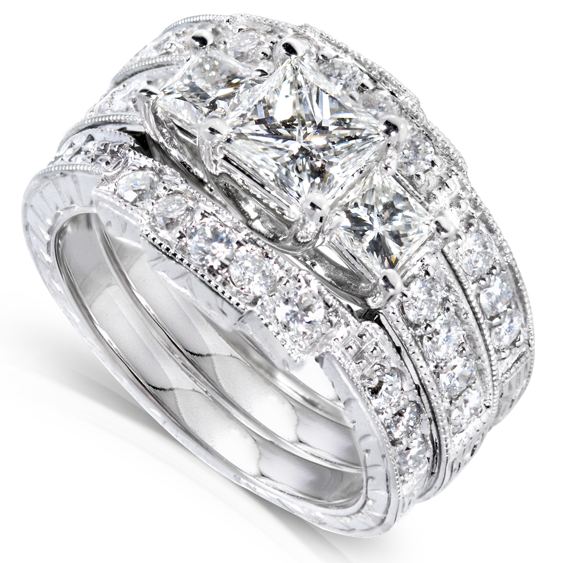 Diamond Wedding Rings Sets
 Diamond Me Princess Diamond Wedding Ring Set 1 7 8 carats
