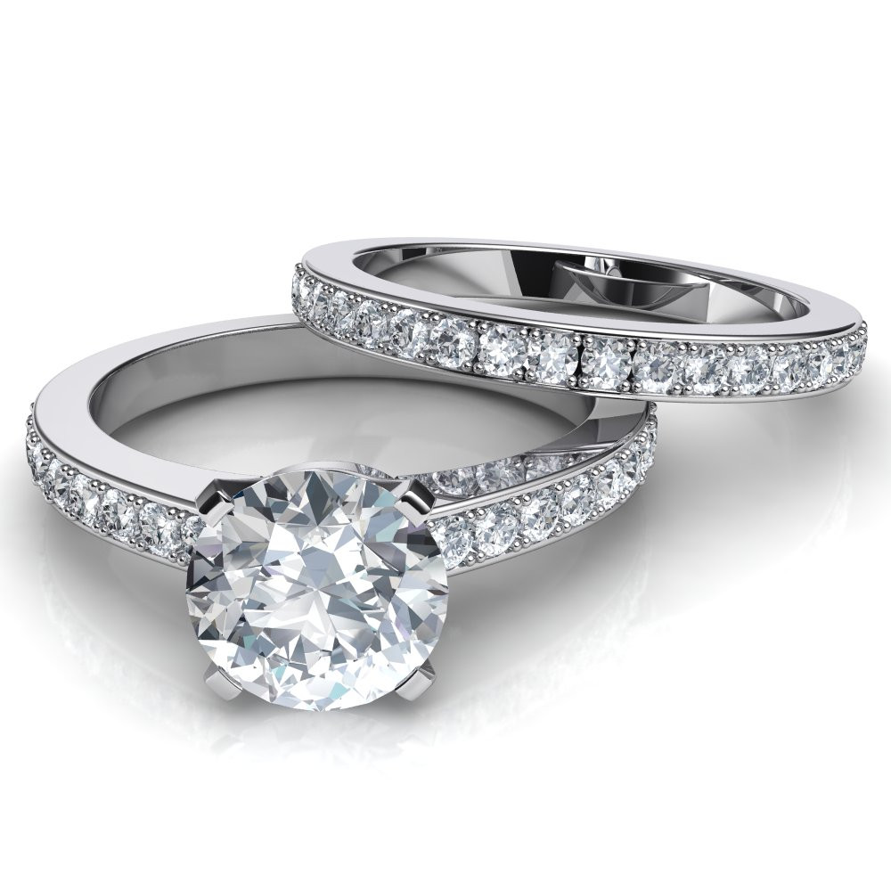 Diamond Wedding Rings Sets
 Novo Round Brilliant Diamond Engagement Ring & Matching