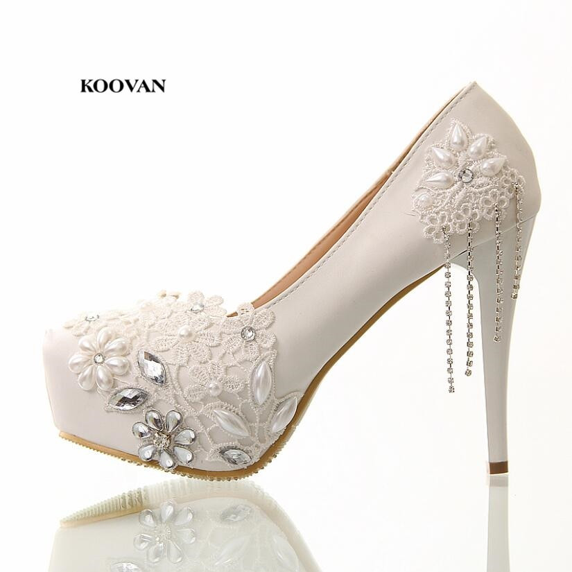 Diamond White Wedding Shoes
 Koovan 2017 New Fashion Diamond High Heels Shoes Fine With