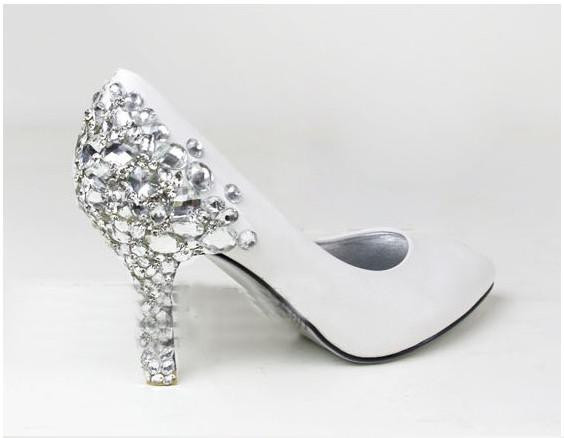 Diamond White Wedding Shoes
 2018 Fashion White Diamond Wedding Shoes Bridal Shoes