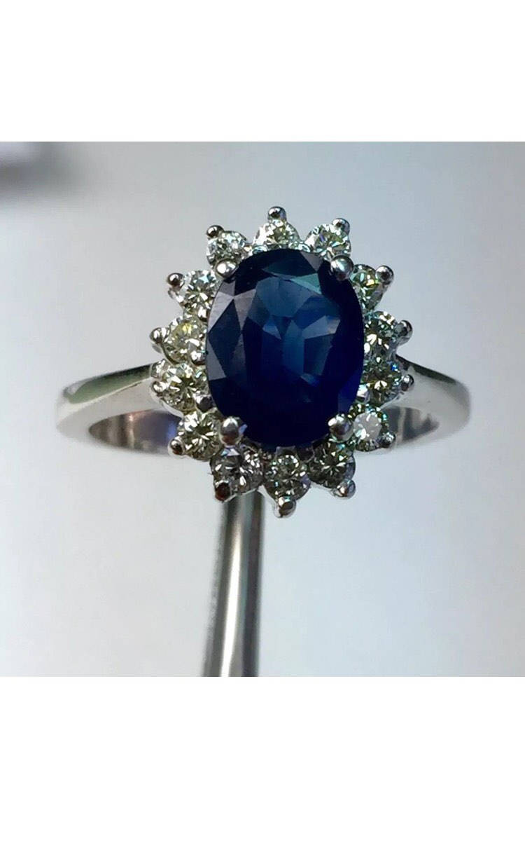 Diana Wedding Bands
 Princess Diana Engagement Ring 14k White Gold Natural Blue