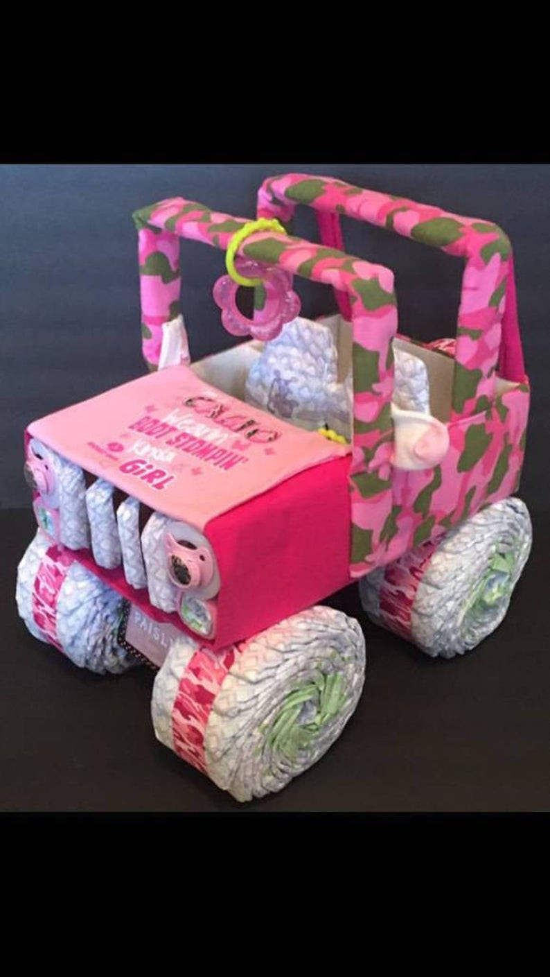 Diaper Gift Ideas For Baby Shower
 Pink camo diaper jeep for baby girl baby shower t ideas