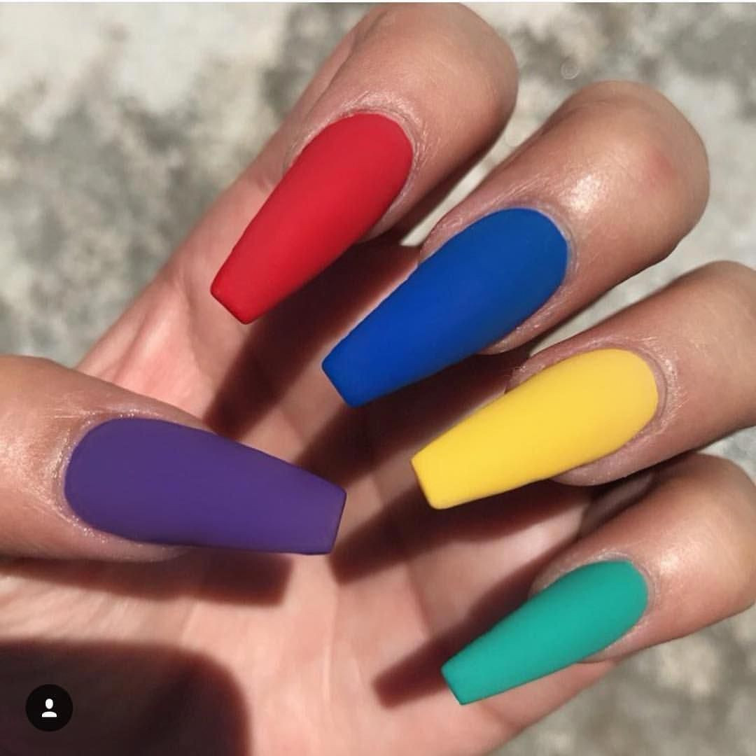 Different Color Nail Designs
 Have you ever tried different colors on each nail 💙💚💛🧡 ️
