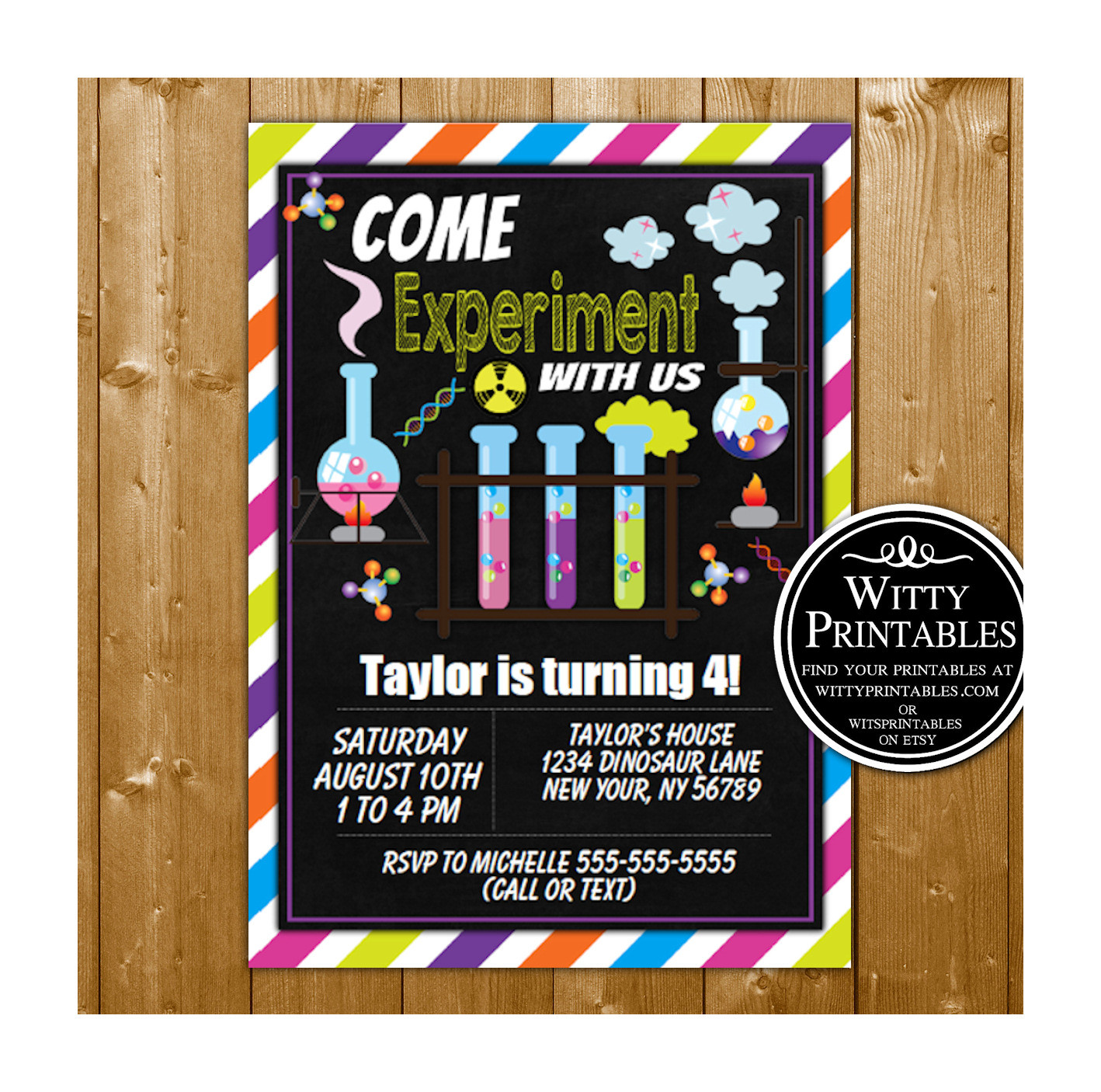 Digital Birthday Invitations
 Science Fun Party Invitation Printable Digital Download