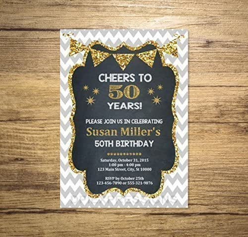 Digital Birthday Invitations
 Amazon 50th Birthday Party Invitation Chalkboard