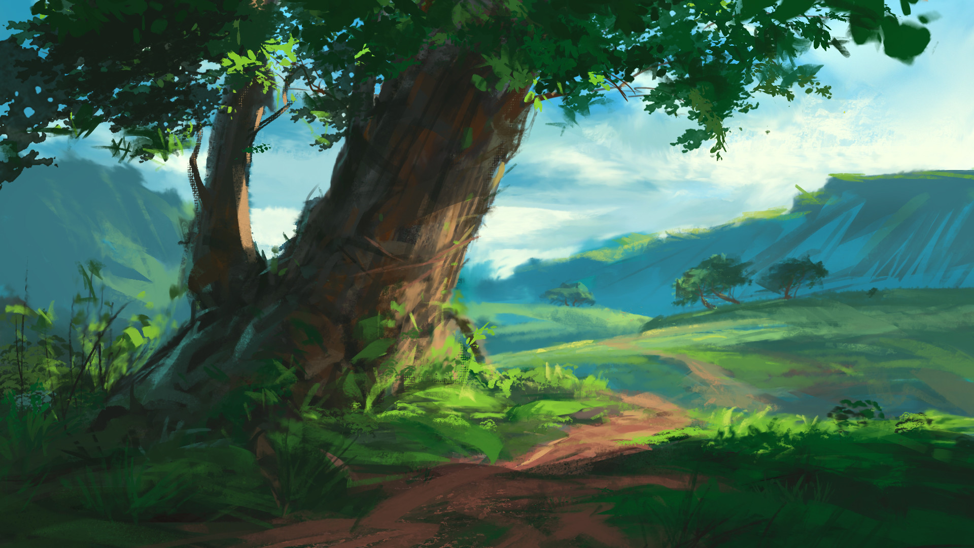 Digital Landscape Painting
 ArtStation tree landscape painting DIGITAL CANVAS