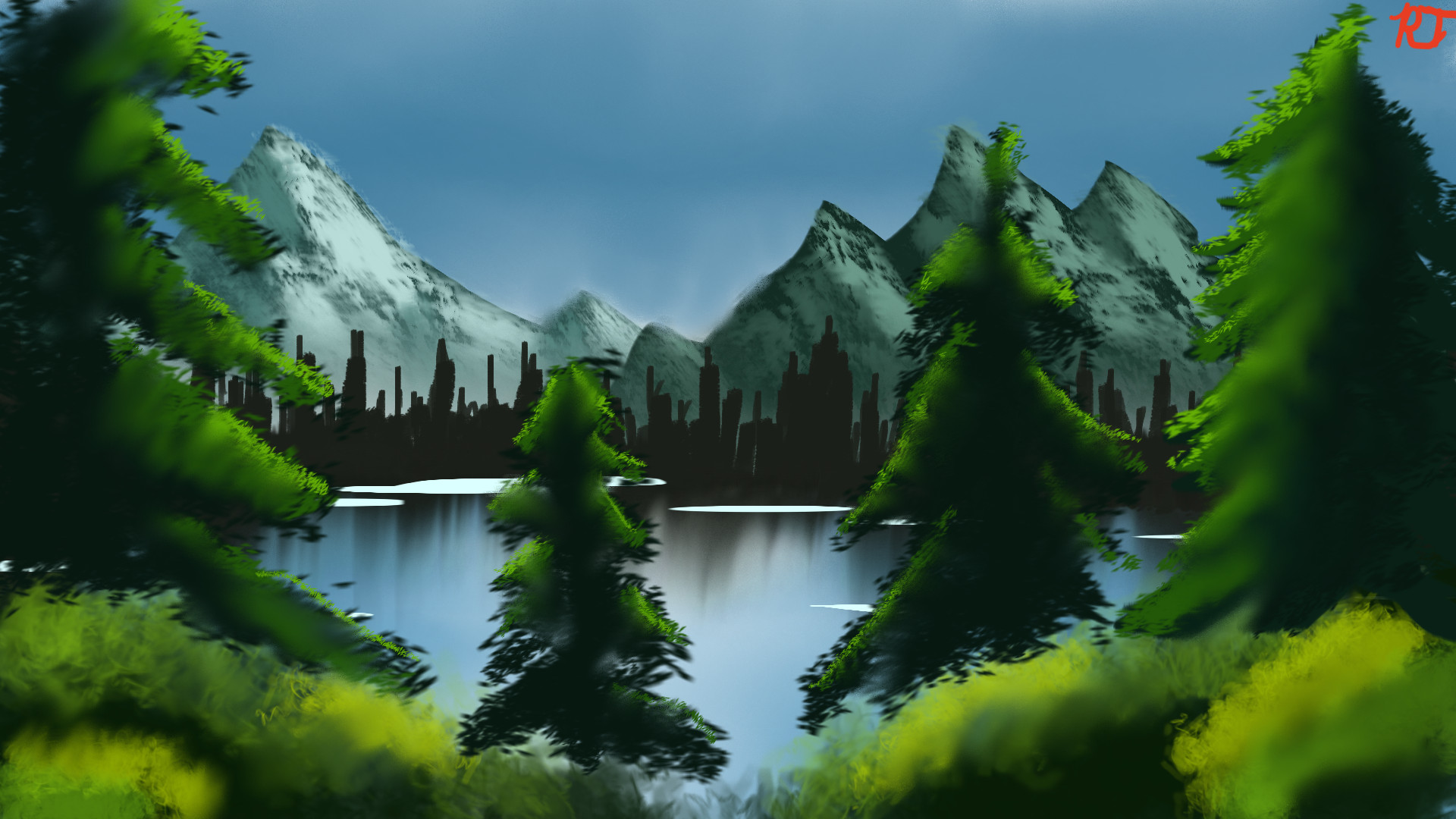 Digital Landscape Painting
 Hidden Lake Landscape Digital Painting by TheGamingRT