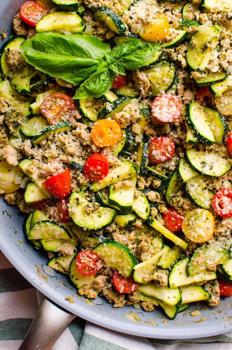 Dinners With Ground Turkey
 Low Carb Ground Turkey Zucchini Skillet with Pesto iFOODreal