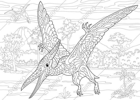 Dinosaur Coloring Pages For Adults
 Pterodactyl Dinosaur Pterosaur Dino Coloring Pages Animal