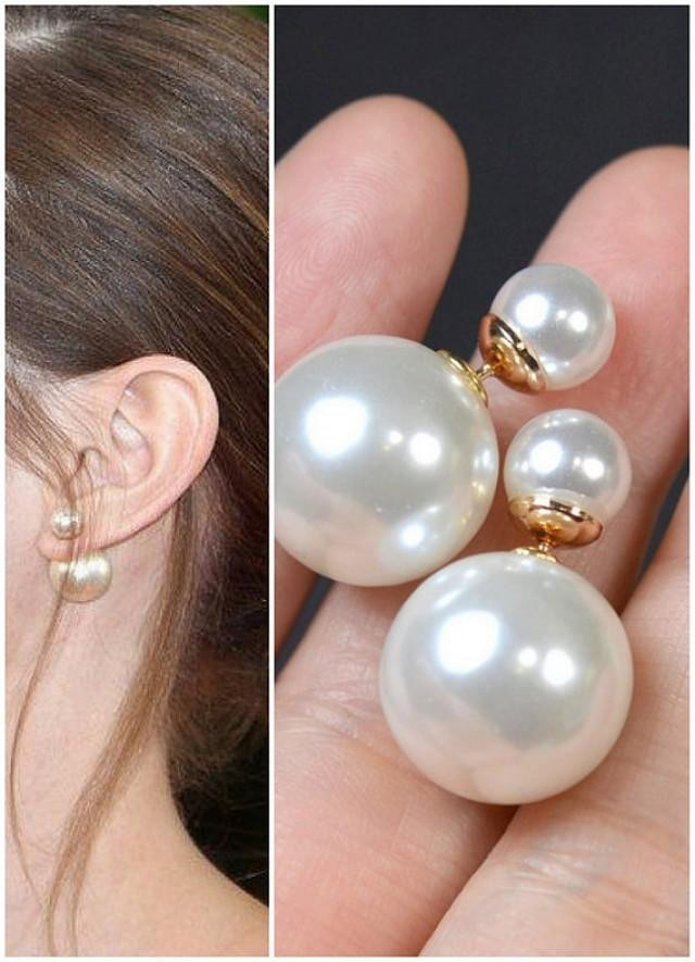 Dior Double Pearl Earrings
 Dior Double Pearl Earring gold Mise En Pearl Earrings snow
