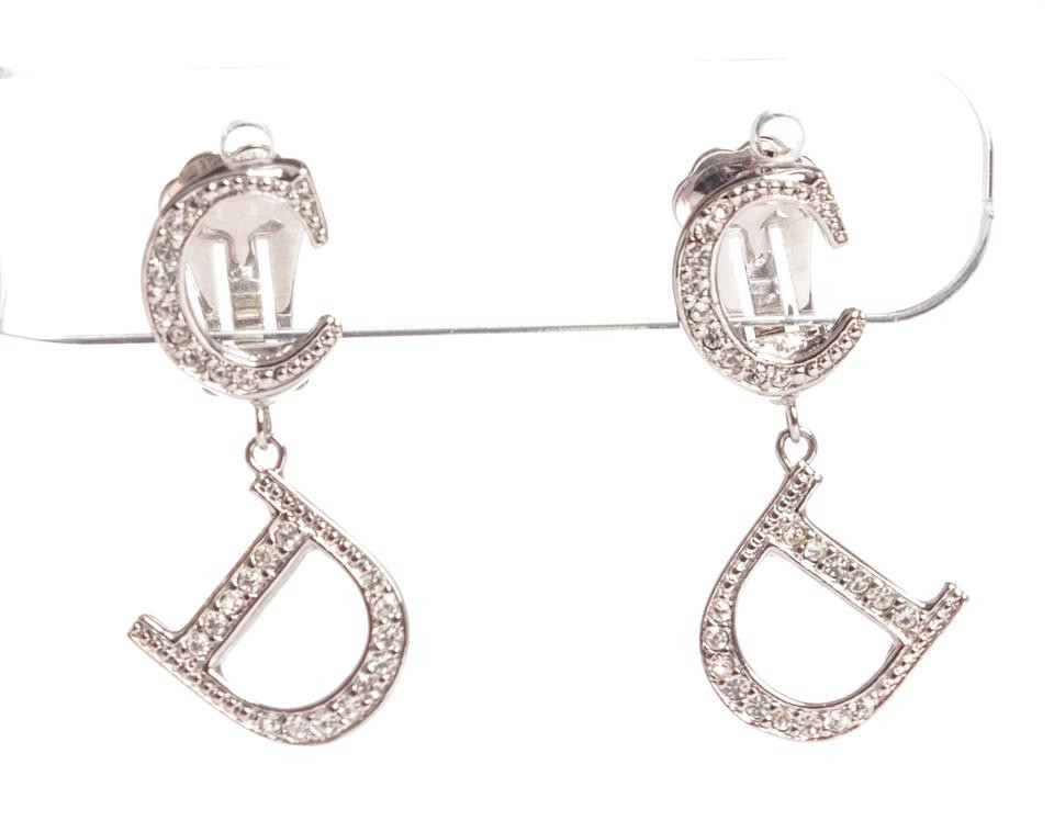 Dior Earrings Price
 Dior Silver Rhinestone Drop Clip Earrings Tradesy