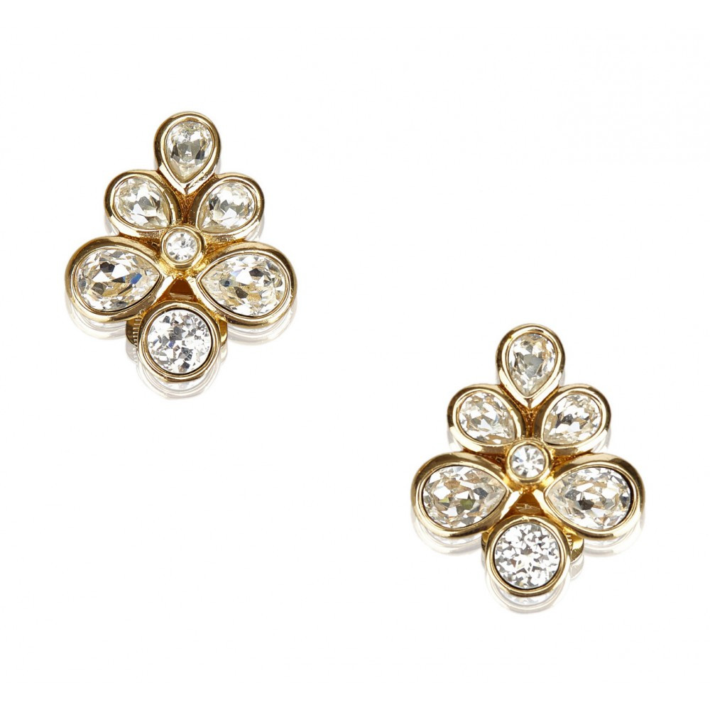 Dior Earrings Price
 Dior Vintage Rhinestone Flower Earrings Gold Dior