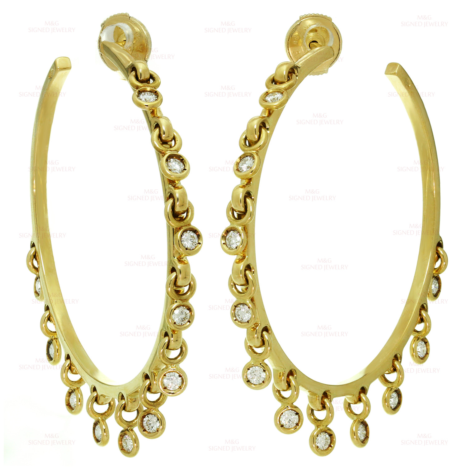Dior Earrings Price
 CHRISTIAN DIOR Diamond 18k Yellow Gold Dangle Hoop Earrings