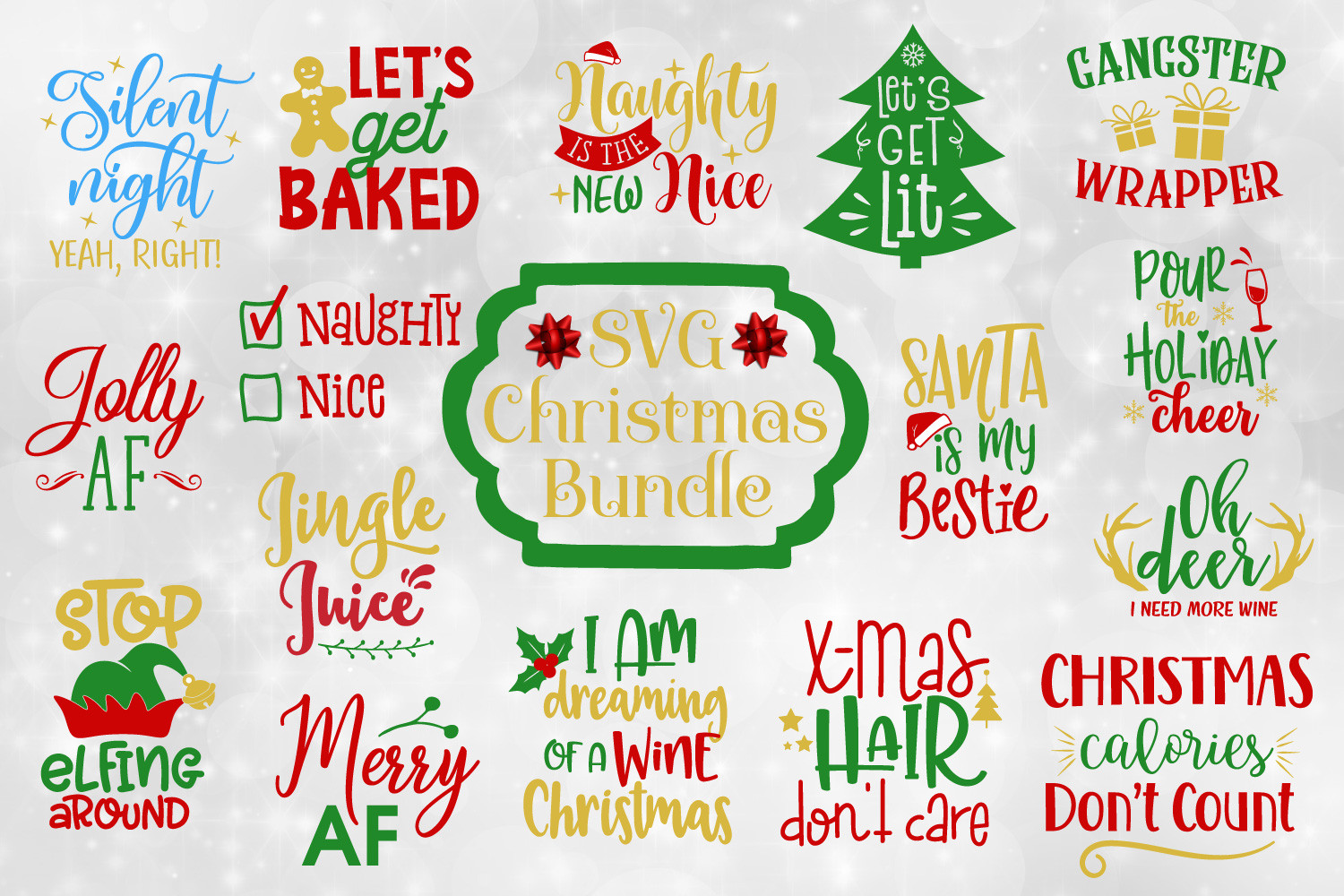 Dirty Christmas Quotes
 Funny Christmas Quotes Bundle SVG EPS DXF PNG