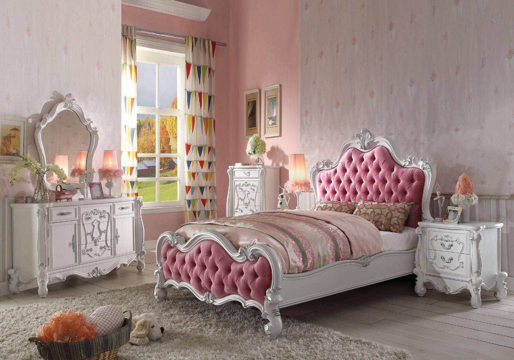 Discount Kids Bedroom Sets
 Acme Furniture F Versailles Pink and Antique White