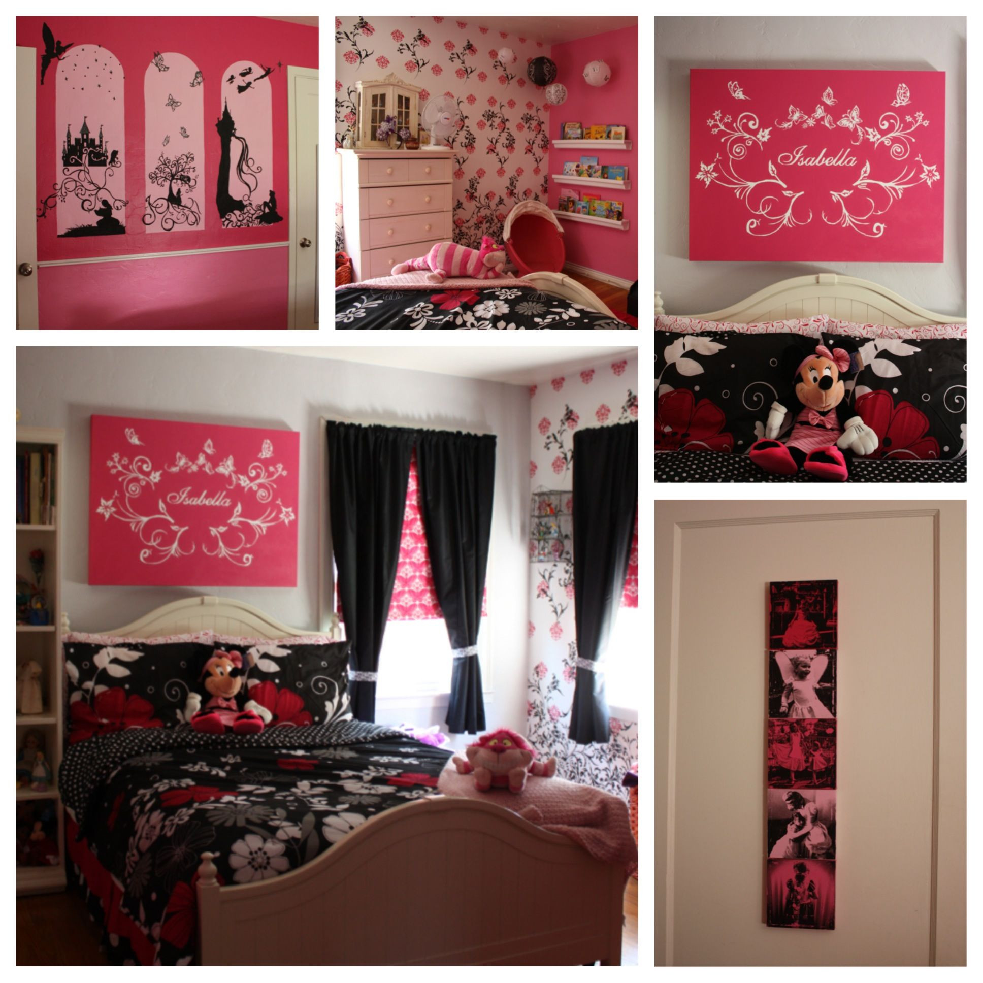 Disney DIY Room Decor
 The pleted bedroom Pink and black Disney themed DIY