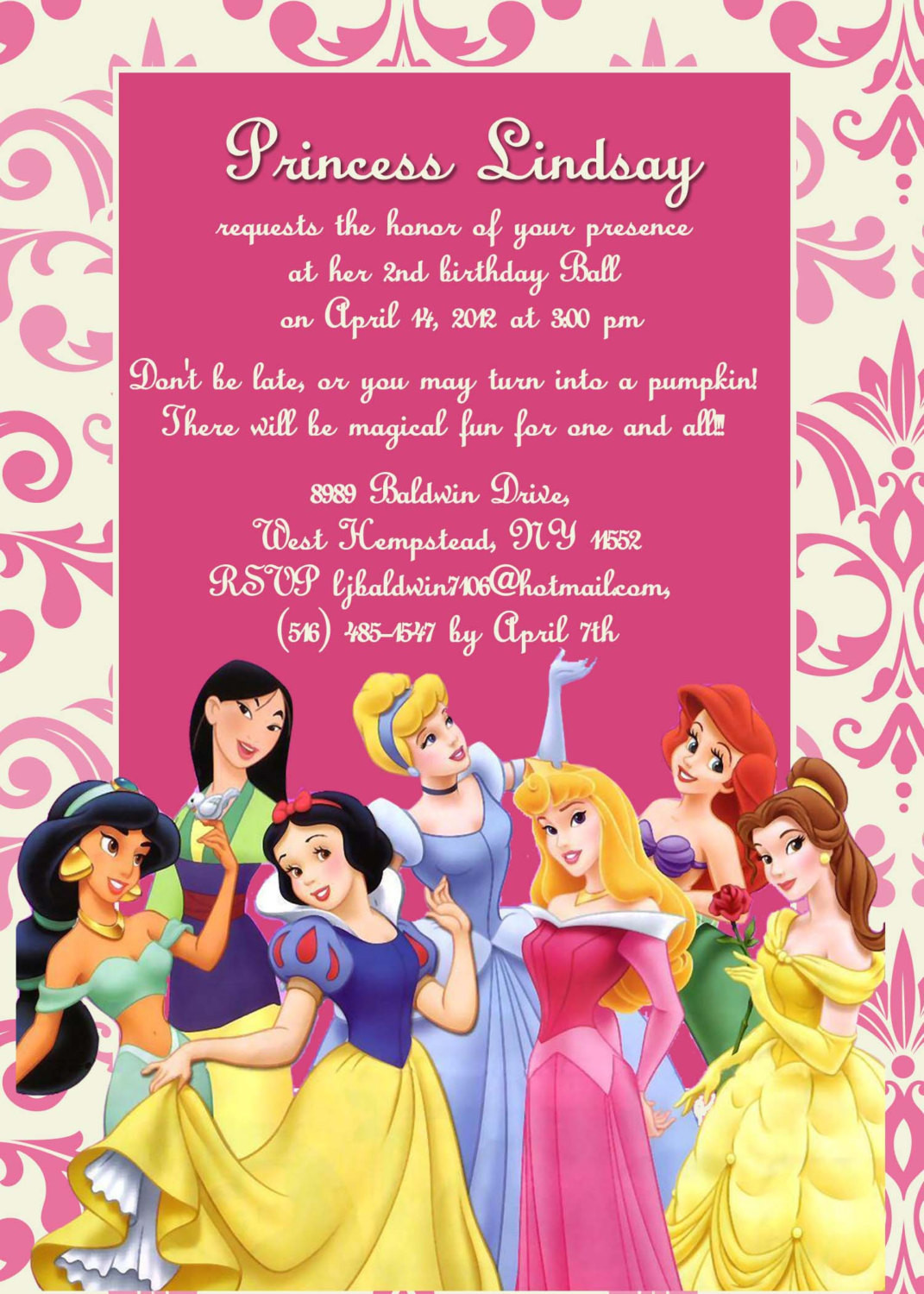 Disney Princess Birthday Invitations
 CUSTOM PHOTO Invitations Disney Princess Birthday