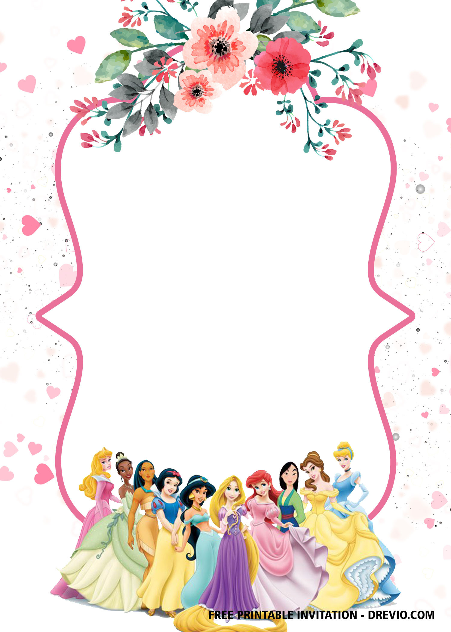 Disney Princess Birthday Invitations
 FREE Printable Disney Princesses Invitation Templates
