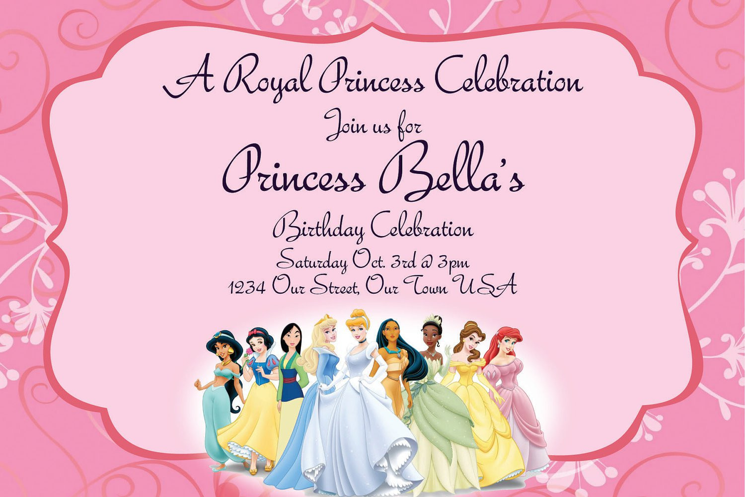 Disney Princess Birthday Invitations
 Disney Princesses Birthday Invitations Disney Princess